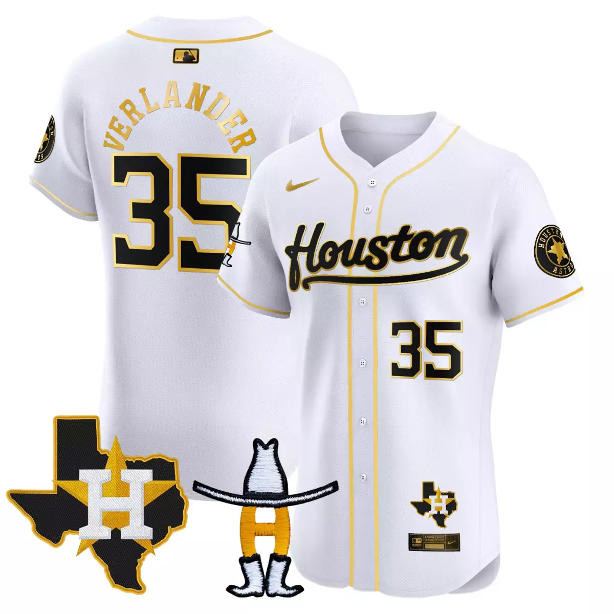 houston astros 35 verlander white gold jersey cactus jack patch vapor premier limited v5 stitched