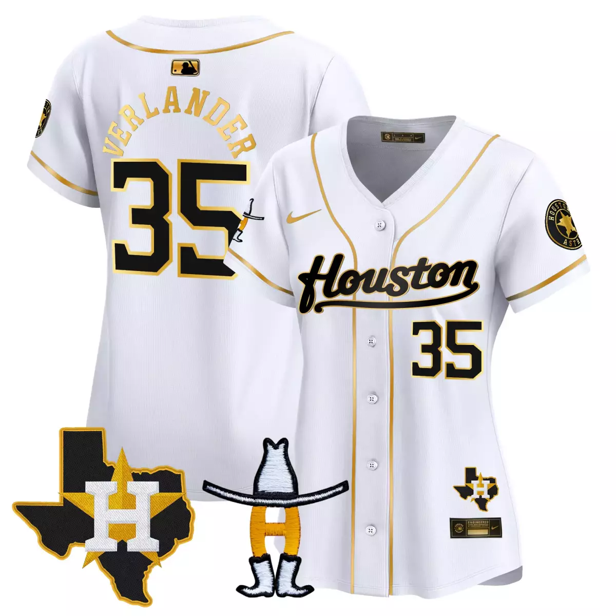 houston astros 35 verlander white gold jersey cactus jack patch vapor premier limited v5 stitched