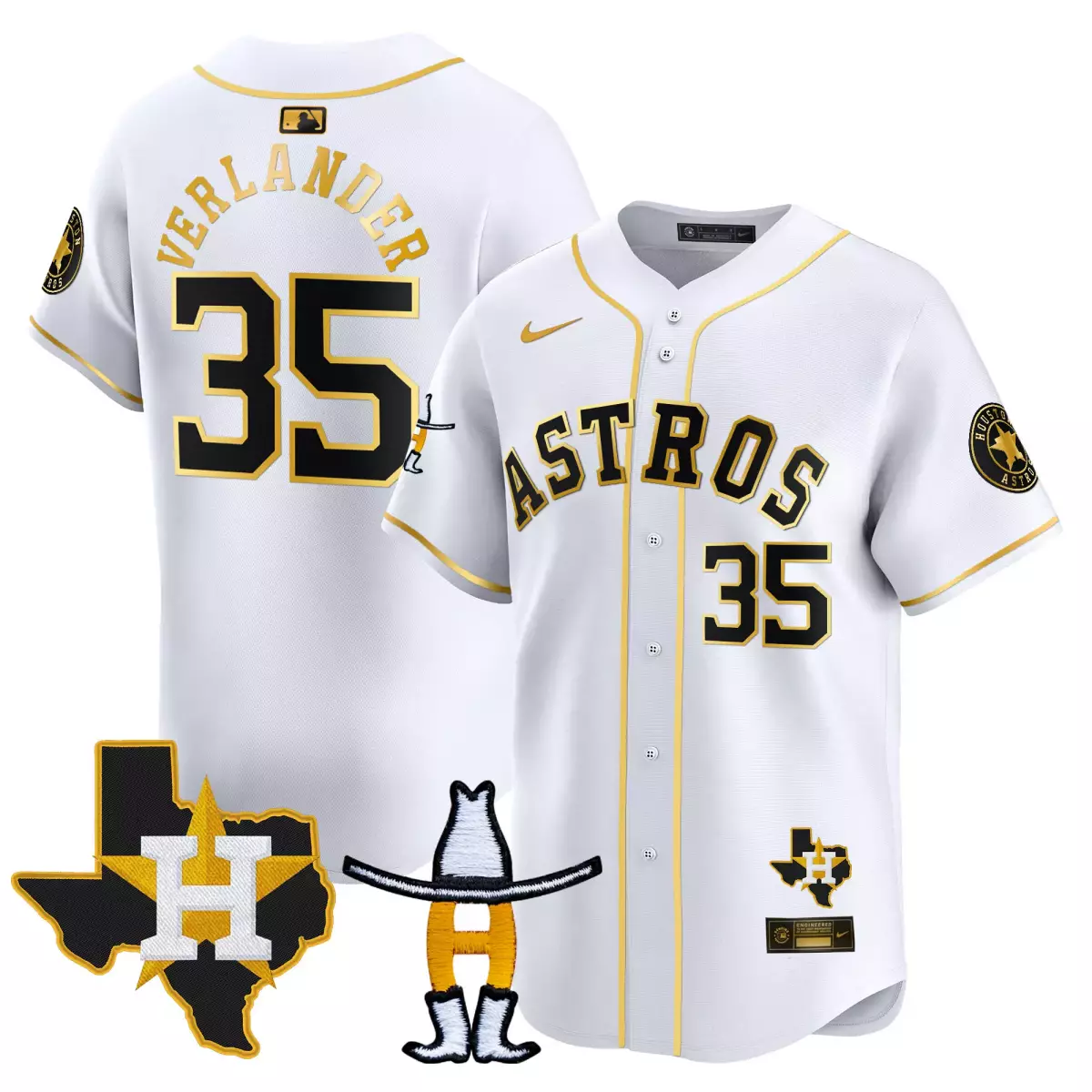 houston astros 35 verlander white gold jersey rodeo patch vapor premier limited v2 all stitched