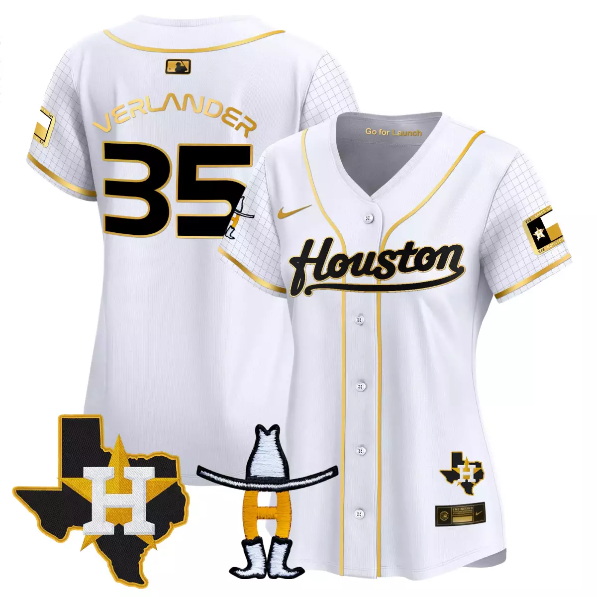 houston astros 35 verlander white gold jersey rodeo patch vapor premier limited v2 all stitched