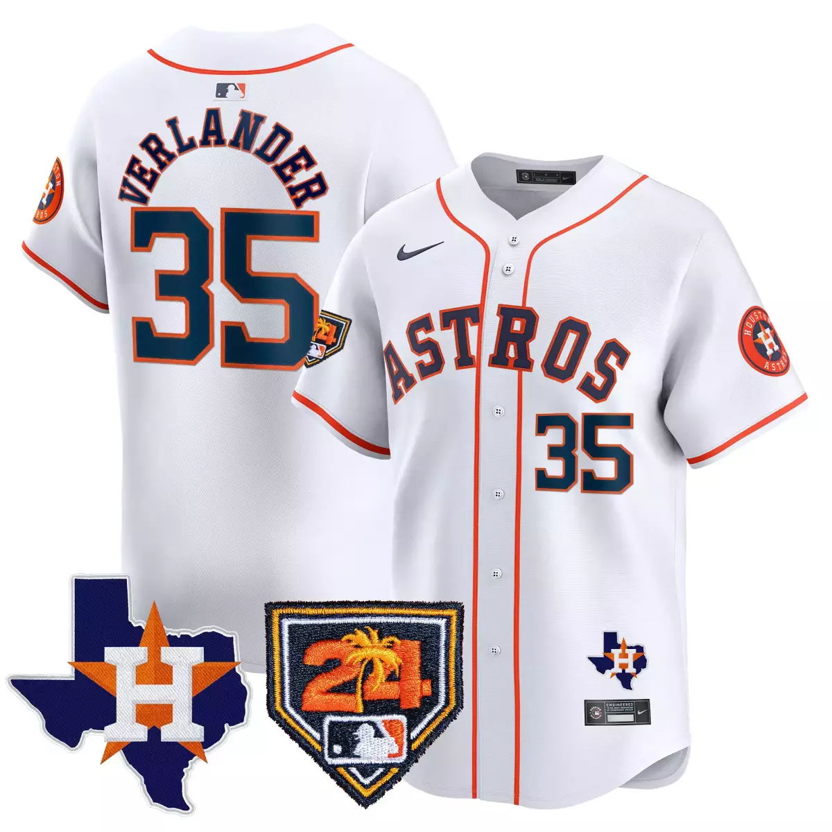 houston astros 35 verlander white jersey 2024 spring training texas patch vapor premier limited all stitched