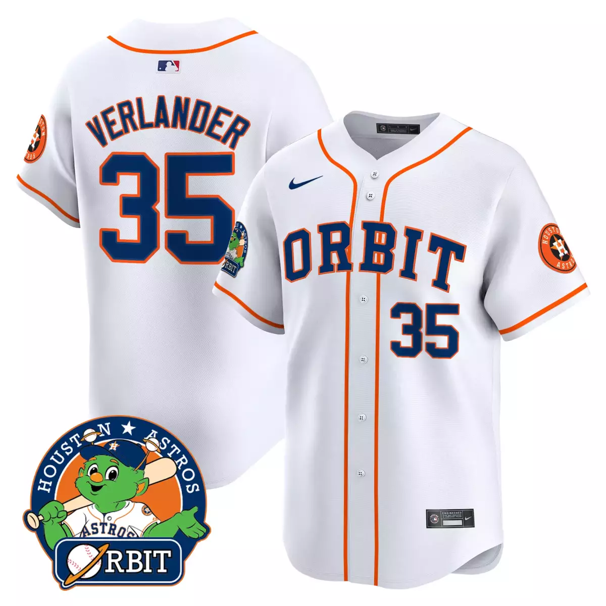 houston astros 35 verlander white jersey orbit patch vapor premier limited all stitched