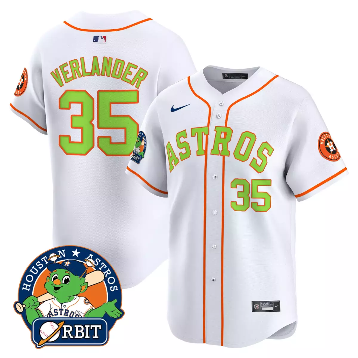 houston astros 35 verlander white jersey orbit patch vapor premier limited all stitched
