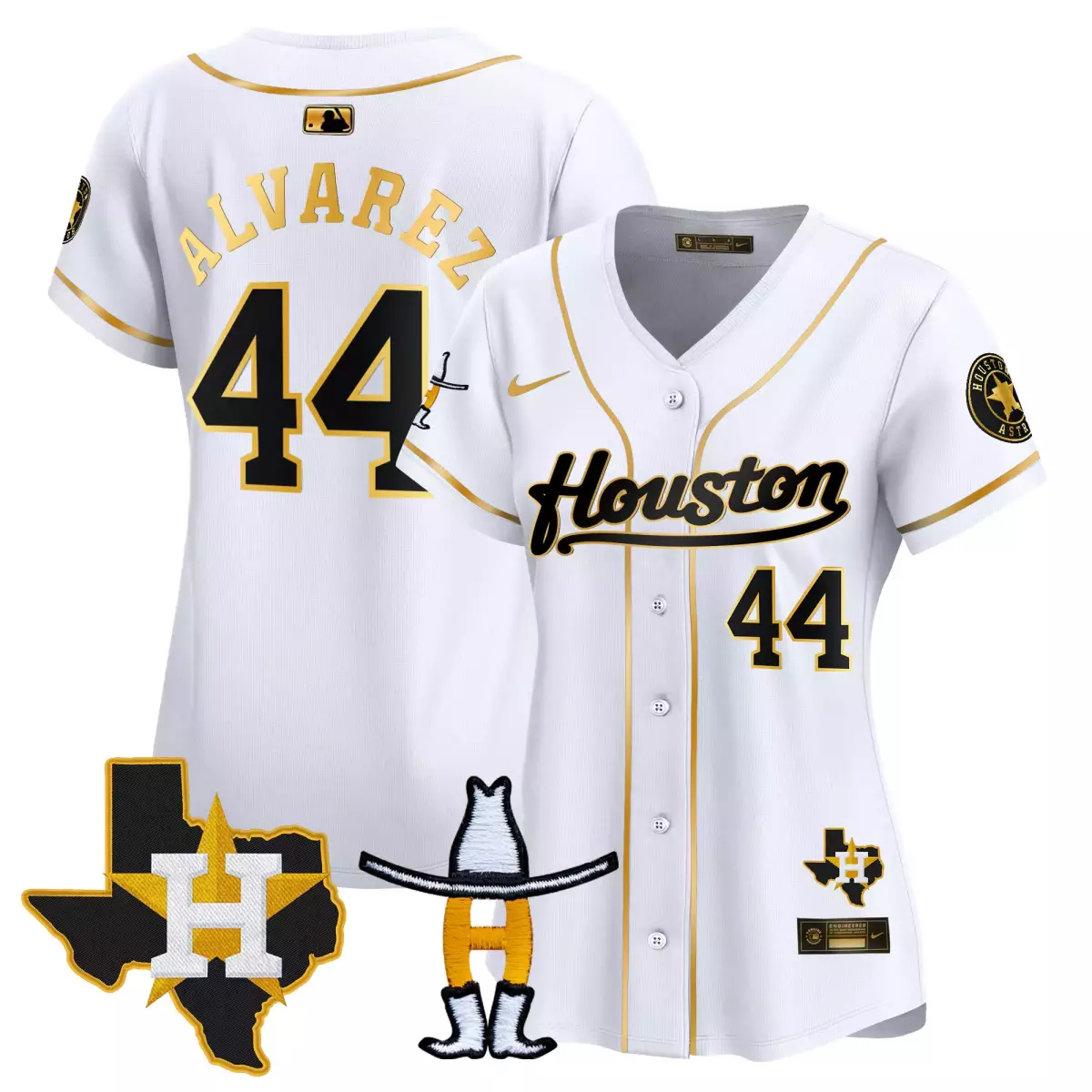houston astros 44 alvarez white gold jersey jackie robinson breaking barriers patch vapor premier limited all stitched