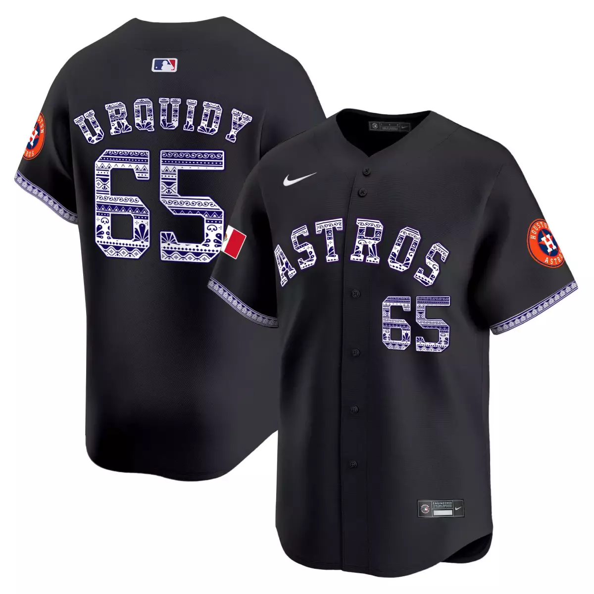 houston astros 65 urquidy black jersey mexico vapor premier limited all stitched