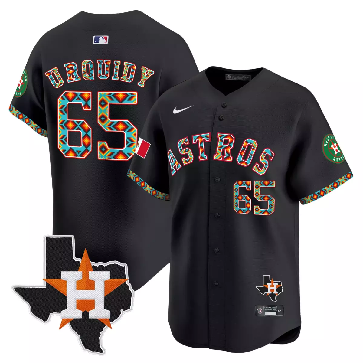 houston astros 65 urquidy black jersey mexico vapor premier limited all stitched