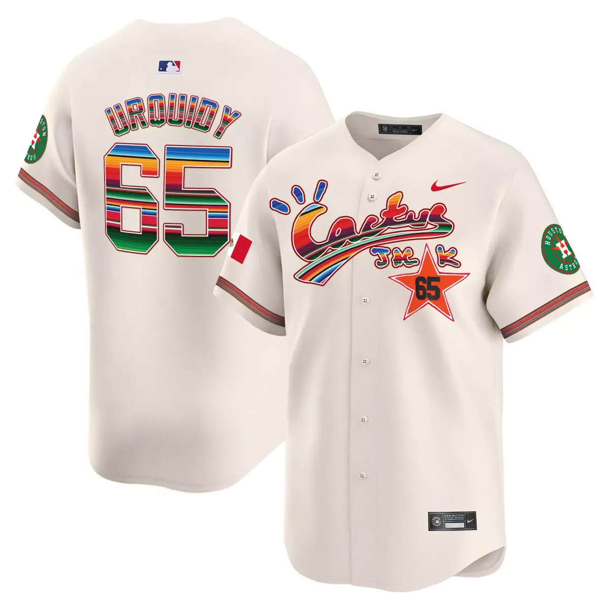 houston astros 65 urquidy cream jersey mexico cactus jack vapor premier limited all stitched