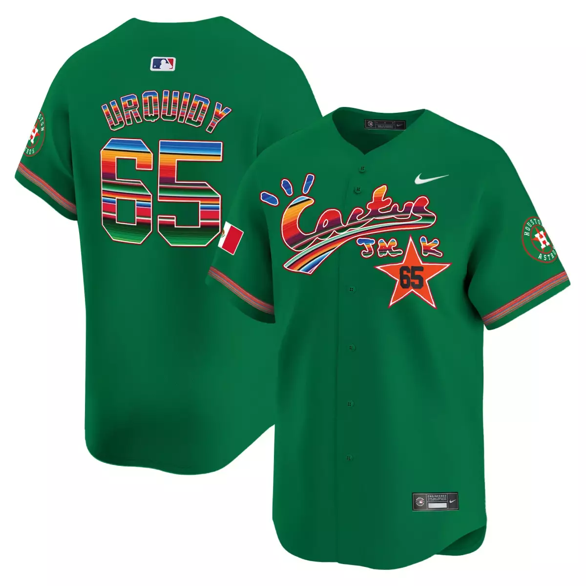 houston astros 65 urquidy green jersey 2024 mexico city series patch vapor premier limited all stitched
