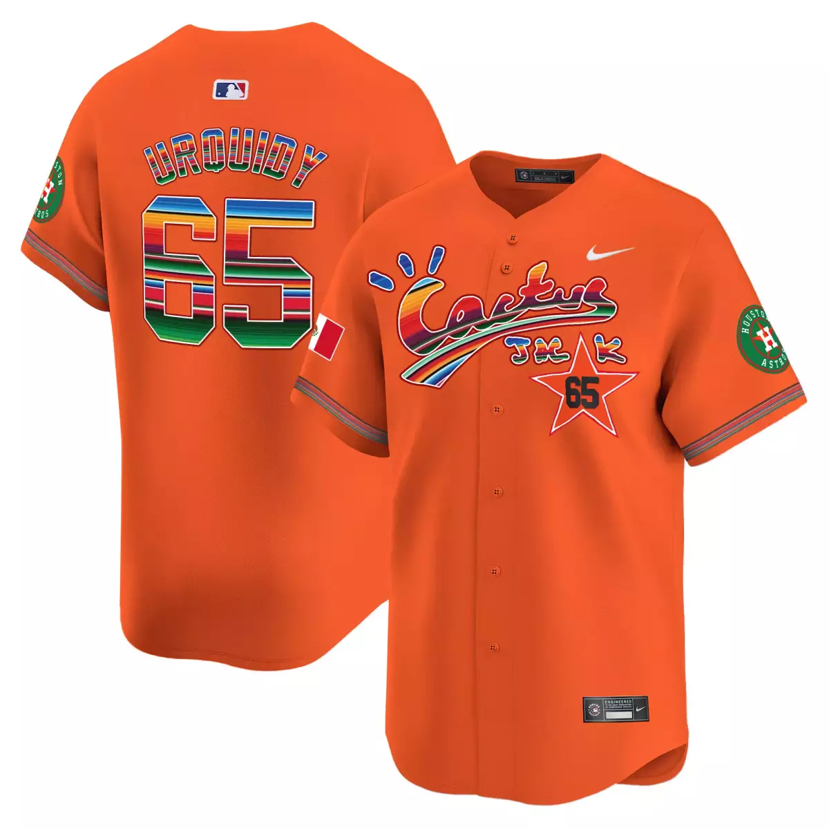 houston astros 65 urquidy orange jersey 2024 mexico city series patch vapor premier limited all stitched