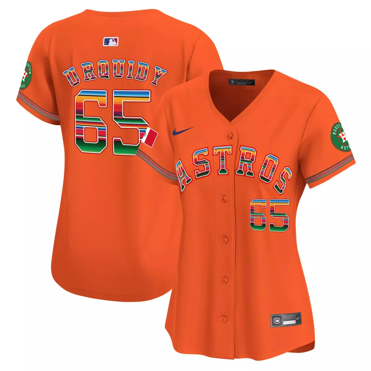 houston astros 65 urquidy orange jersey 2024 mexico city series patch vapor premier limited all stitched