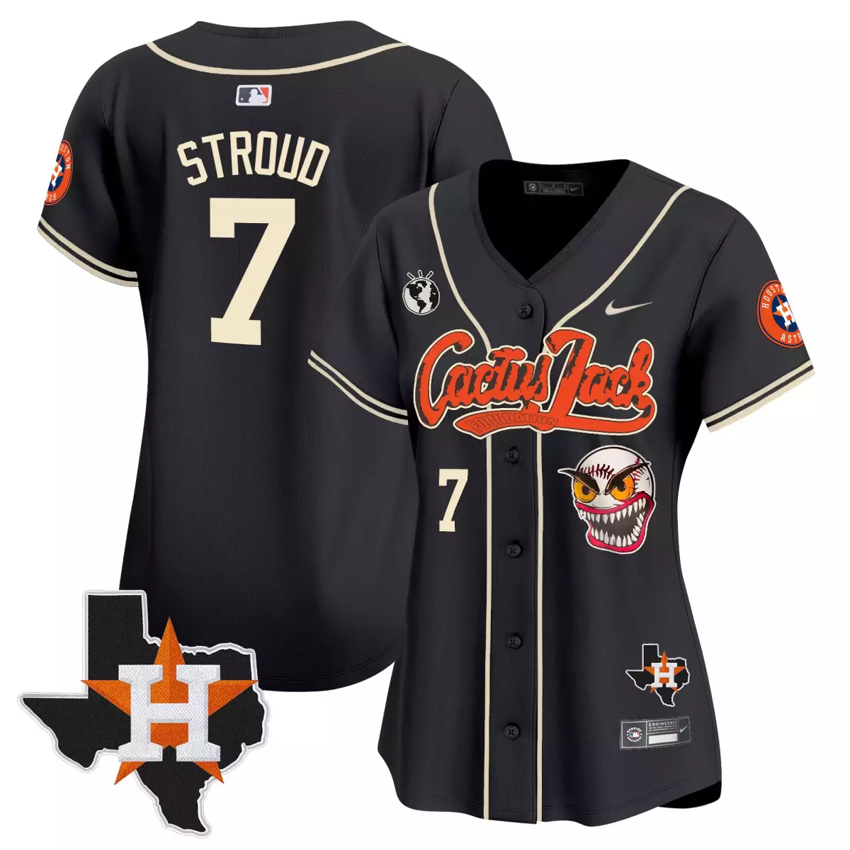 houston astros 7 stroud black jersey cactus jack patch vapor premier limited v6 stitched 1gs