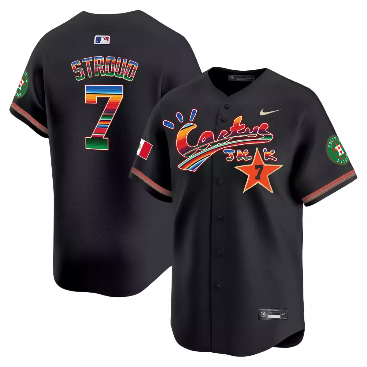houston astros 7 stroud black jersey mexico cactus jack vapor premier limited all stitched