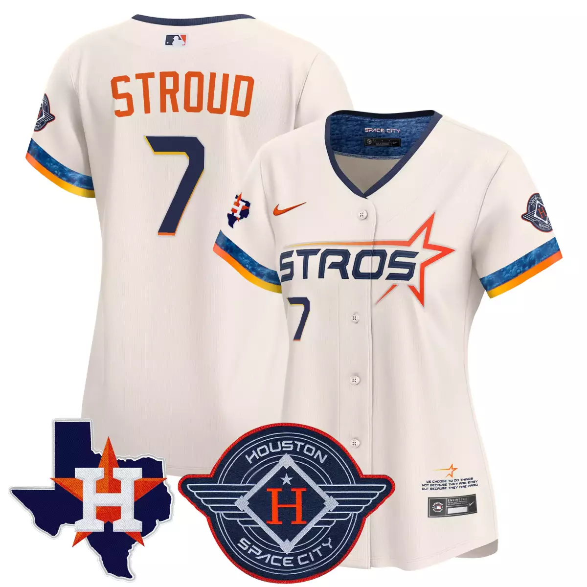 houston astros 7 stroud cream jersey 2025 city connect texas patch vapor premier limited all stitched w1w