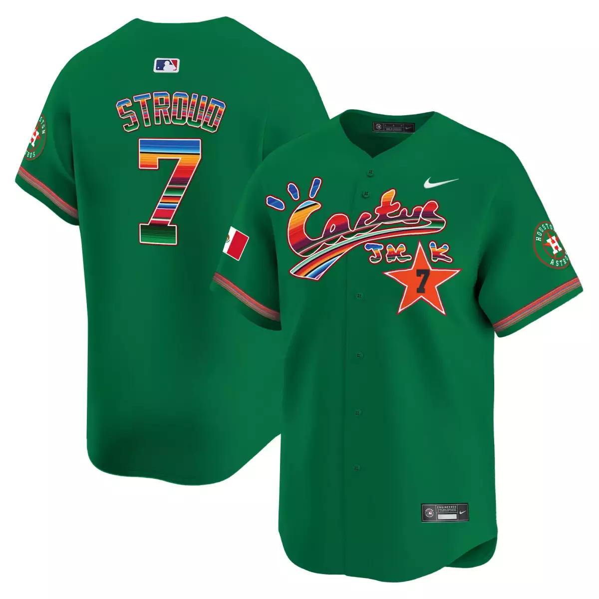 houston astros 7 stroud green jersey mexico cactus jack vapor premier limited all stitched