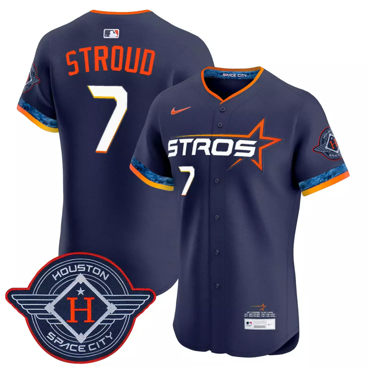houston astros 7 stroud navy jersey 2025 city connect texas patch vapor premier limited all stitched n16