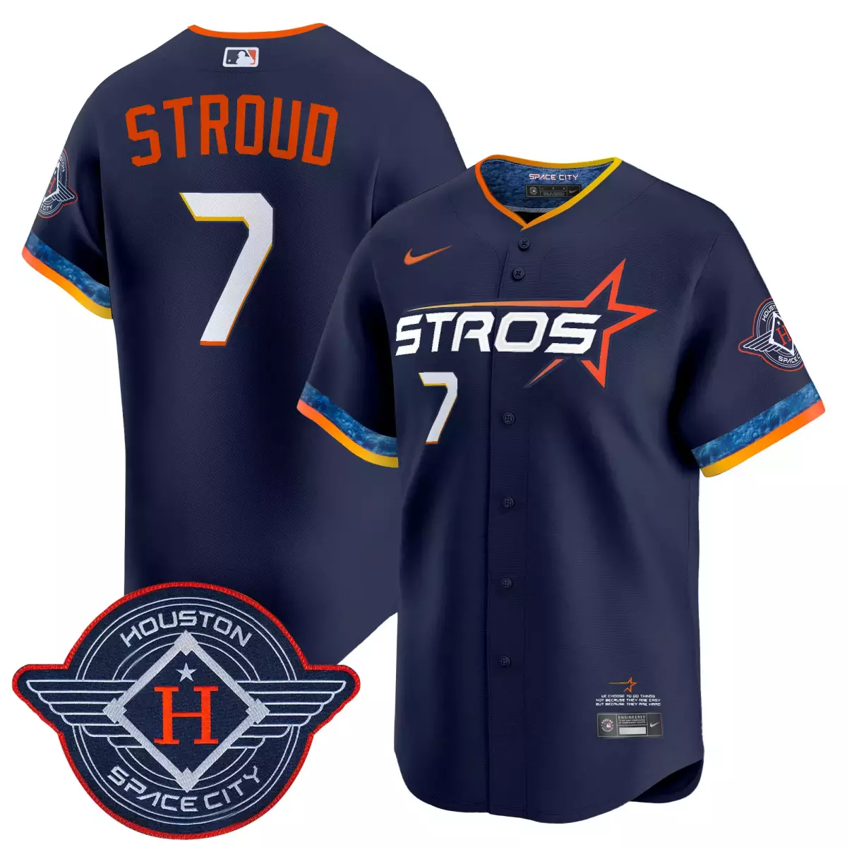 houston astros 7 stroud navy jersey 2025 city connect texas patch vapor premier limited all stitched n16
