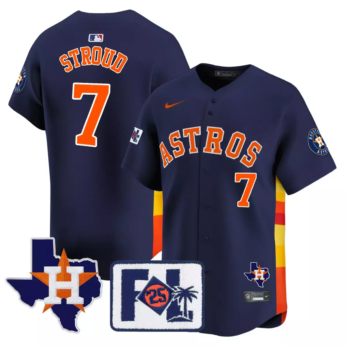 houston astros 7 stroud navy jersey 2025 city connect texas patch vapor premier limited all stitched n16