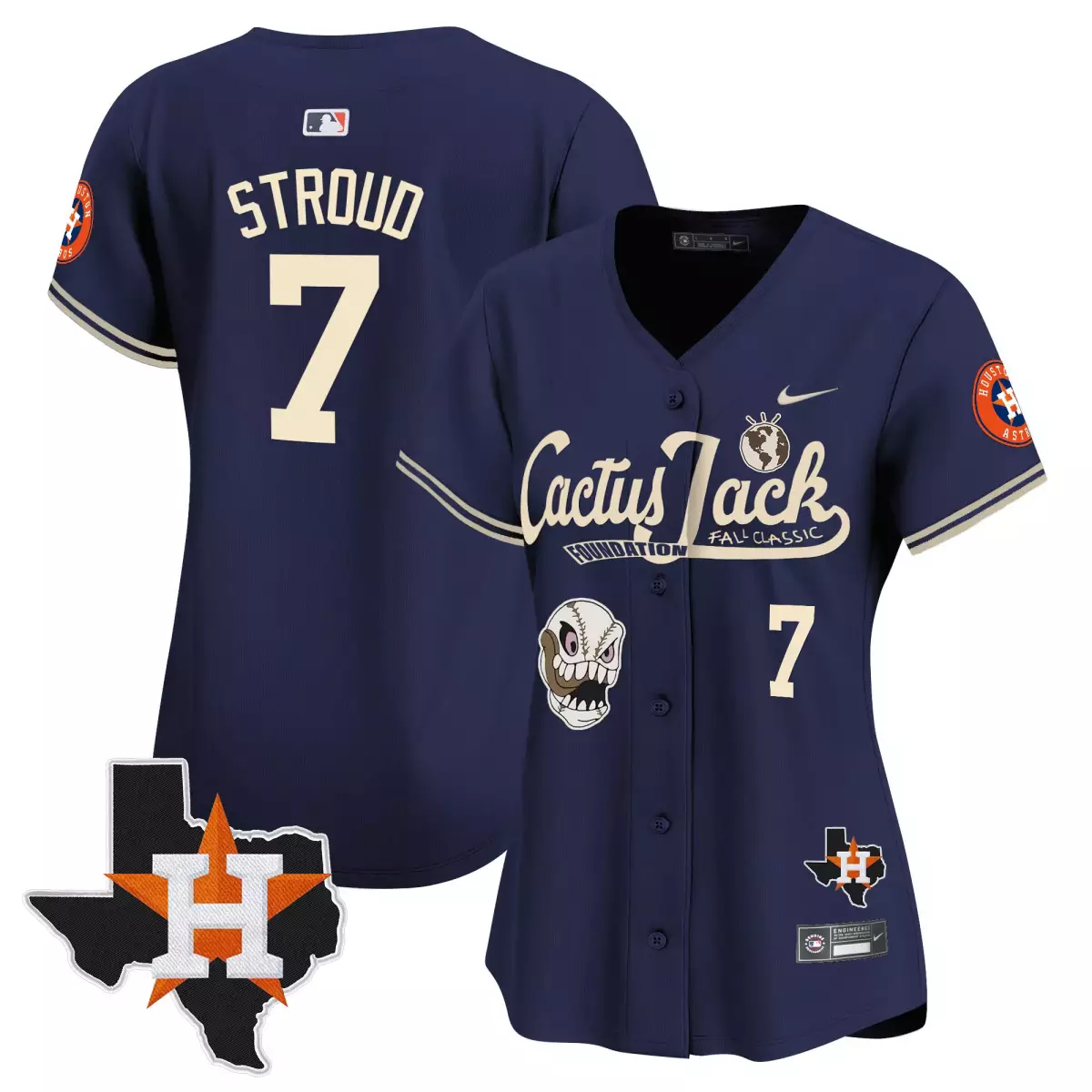 houston astros 7 stroud navy jersey cactus jack patch vapor premier limited v8 stitched 63