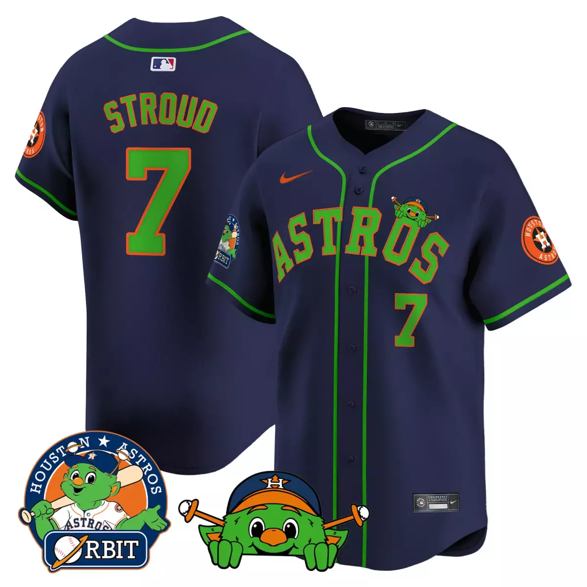 houston astros 7 stroud navy jersey orbit patch vapor premier limited v3 all stitched