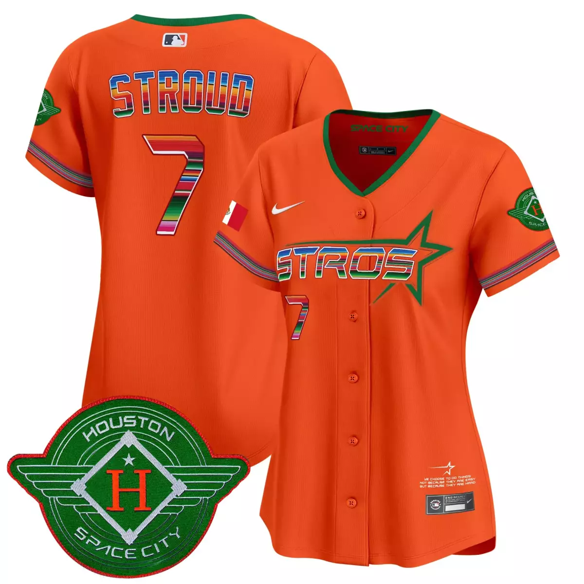 houston astros 7 stroud orange jersey 2024 jackie robinson patch vapor premier limited all stitched w5t