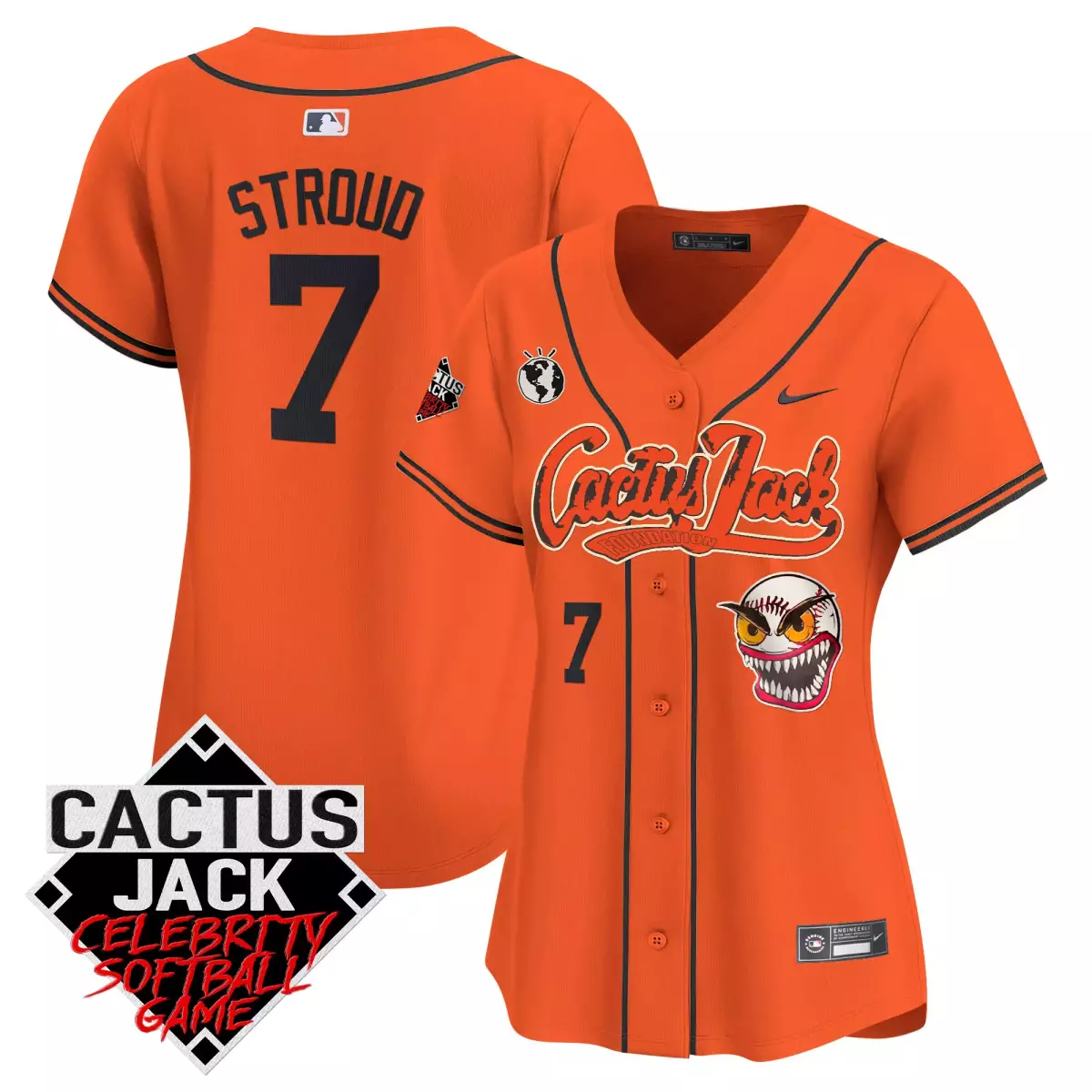 houston astros 7 stroud orange jersey cactus jack astro world vapor premier limited all stitched