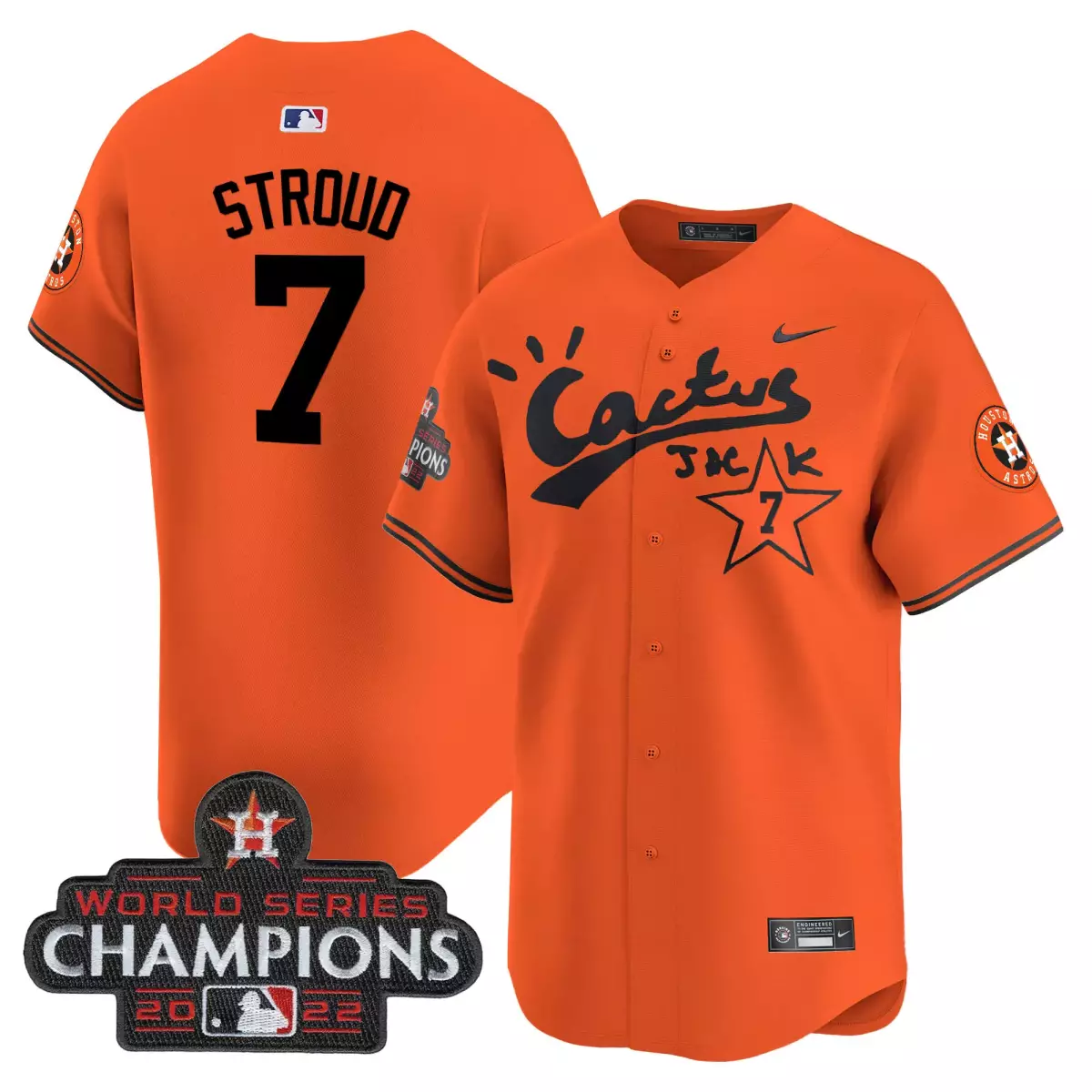 houston astros 7 stroud orange jersey cactus jack astro world vapor premier limited all stitched