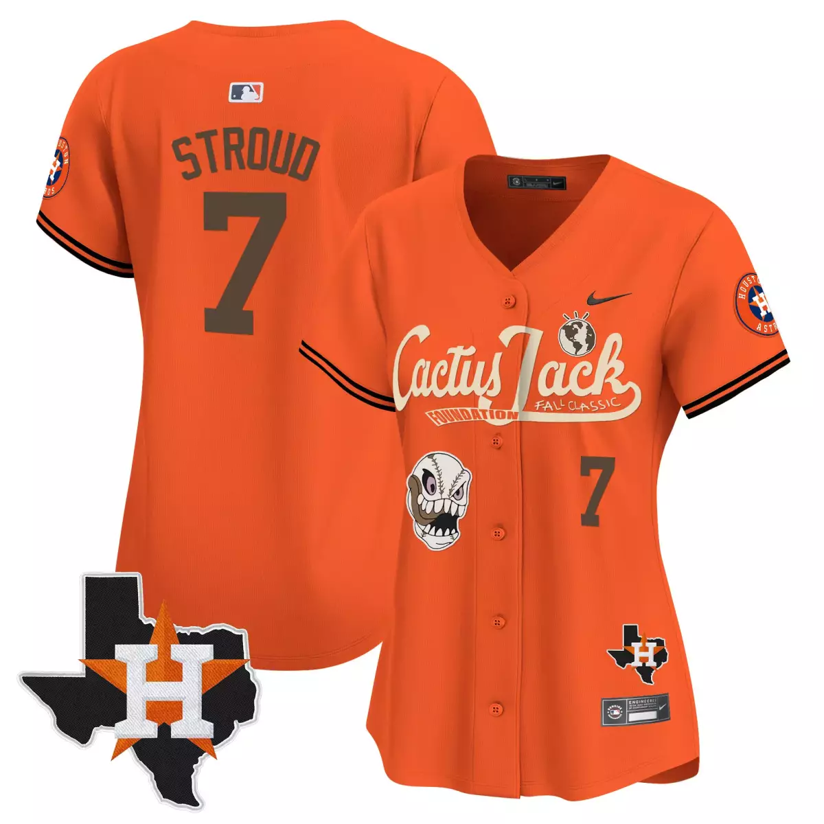 houston astros 7 stroud orange jersey cactus jack patch vapor premier limited v8 stitched 4li