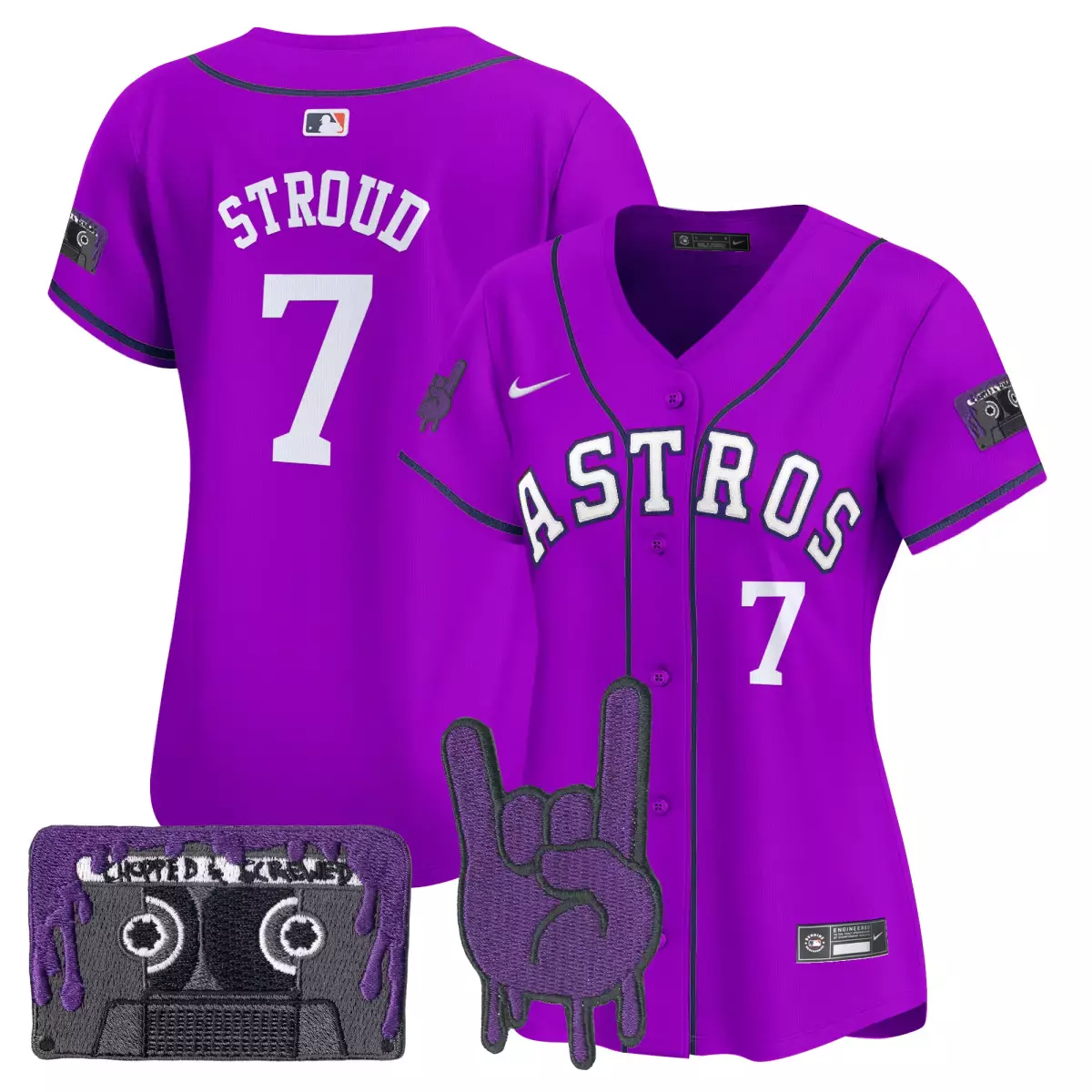 houston astros 7 stroud purple jersey dj screw patch vapor premier limited all stitched xhq