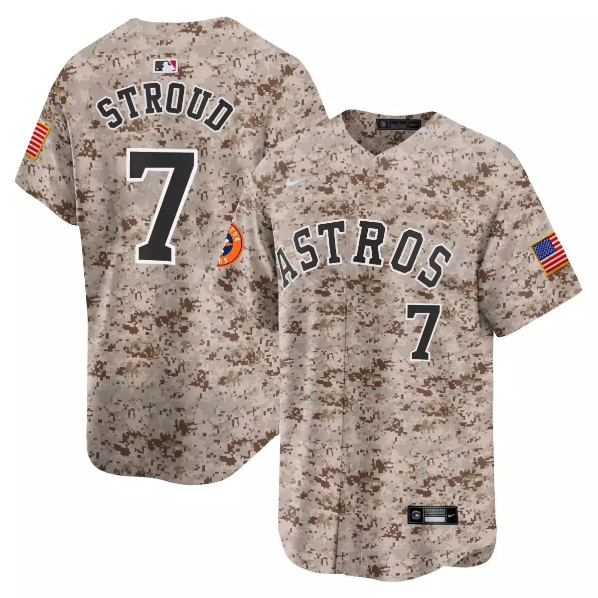 houston astros 7 stroud sand jersey usmc alternate vapor premier limited all stitched 1jp