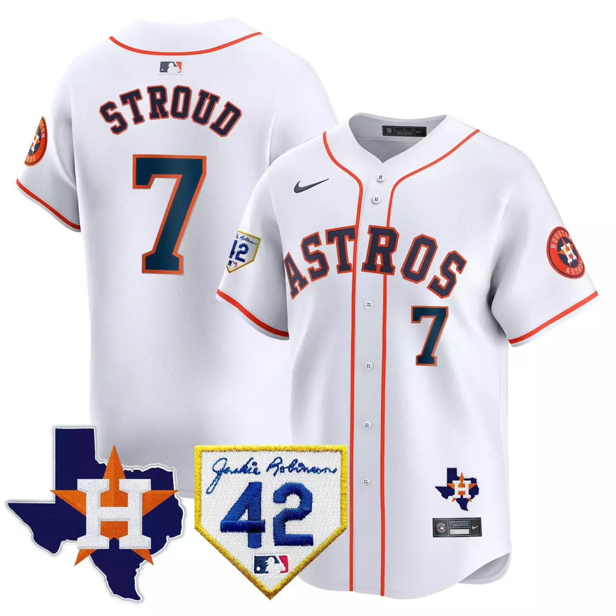houston astros 7 stroud white jersey 2024 robinson texas patch vapor premier limited all stitched