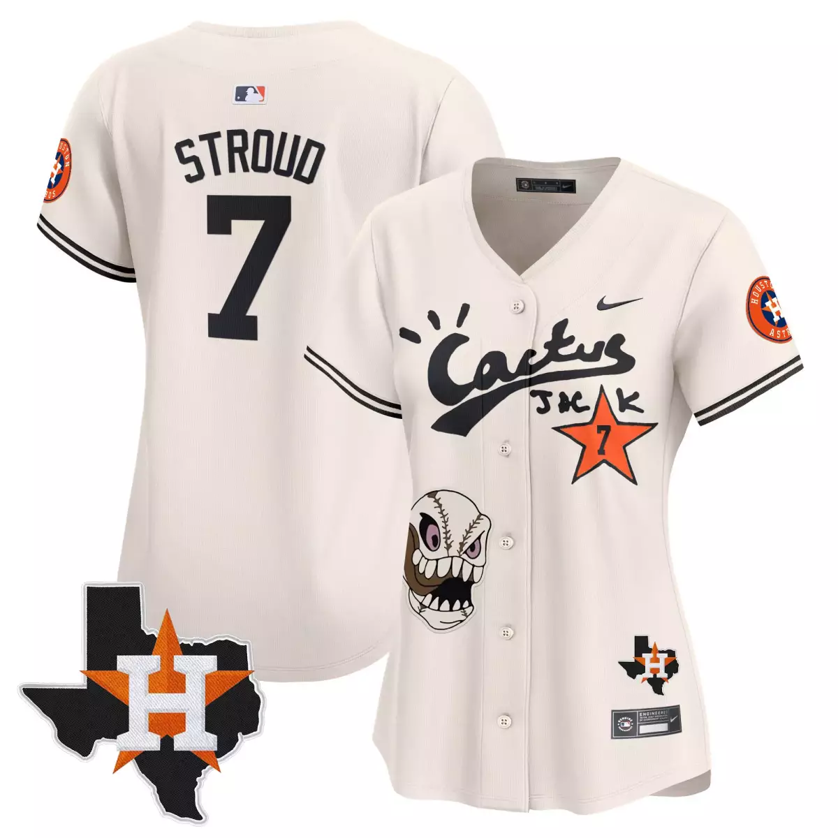 houston astros 7 stroud white jersey cactus jack patch vapor premier limited all stitched ngx