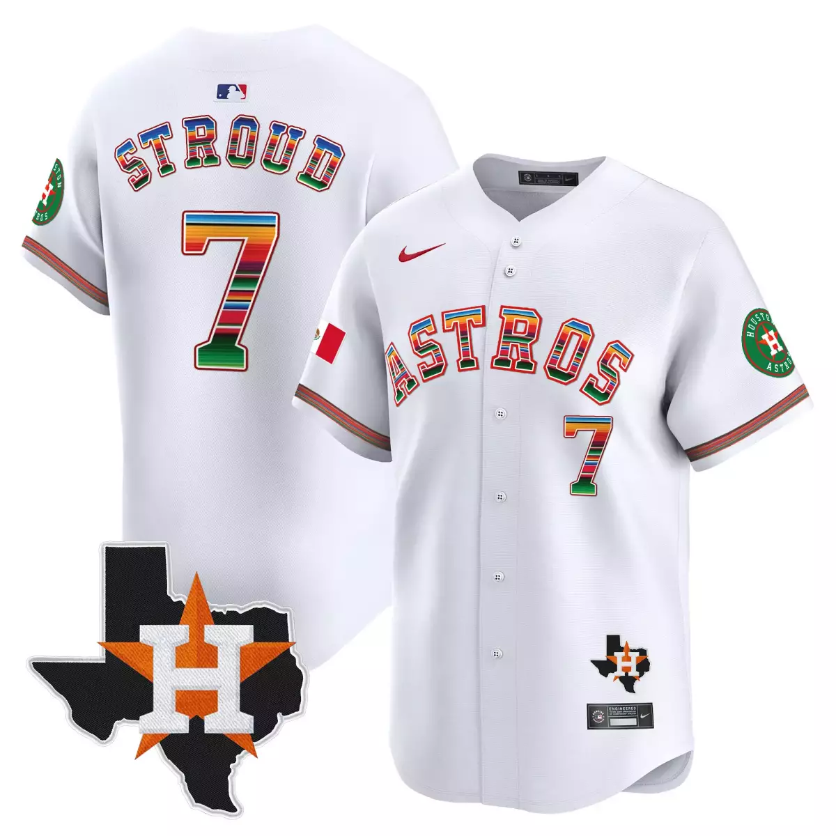 houston astros 7 stroud white jersey love street peace sign patch vapor premier limited all stitched