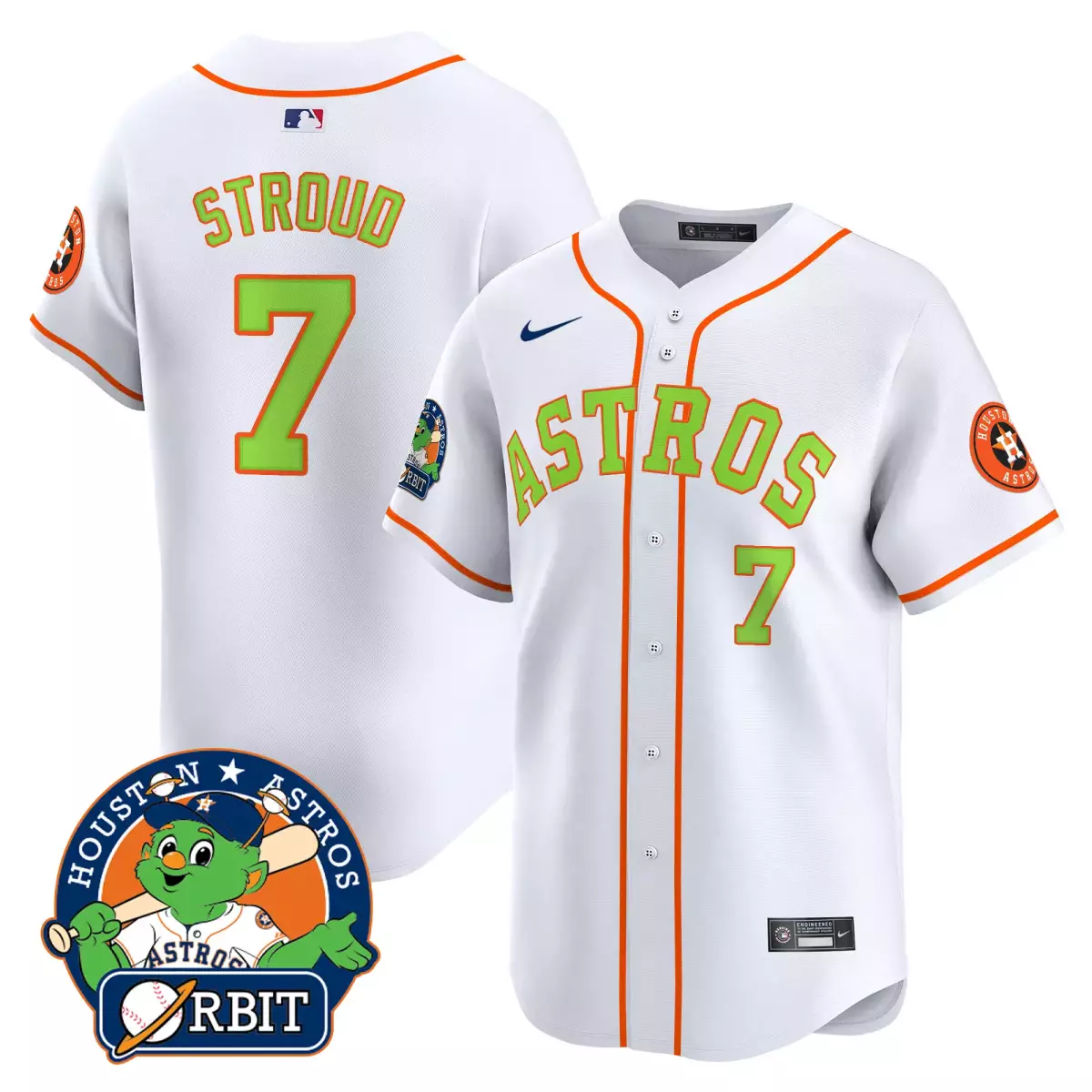houston astros 7 stroud white jersey orbit patch vapor premier limited v2 all stitched