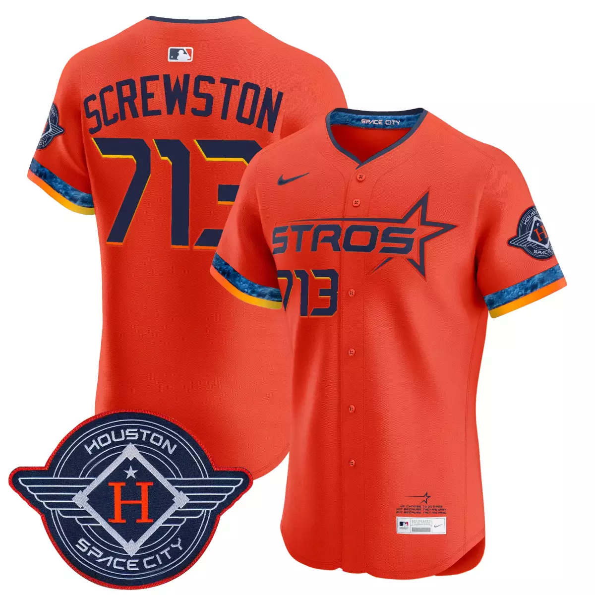 Houston Astros 713 Screwston Orange Jersey 2025 | City Connect Texas Patch Vapor Premier Limited | All Stitched Fan Gear | For Men, Women & Youth
