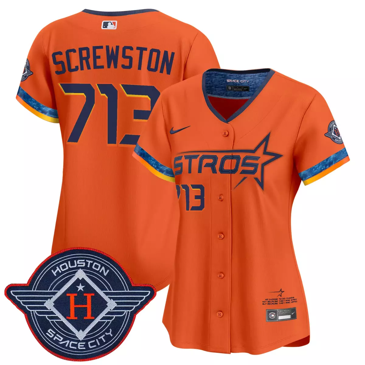 Houston Astros 713 Screwston Orange Jersey 2025 | City Connect Texas Patch Vapor Premier Limited | All Stitched Fan Gear | For Men, Women & Youth