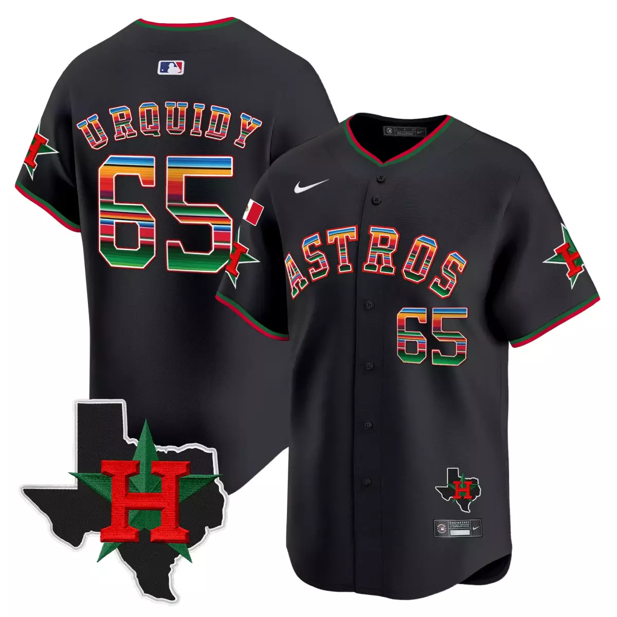 houston astros 85 urquidy black jersey mexico texas patch vapor premier limited v2 all stitched