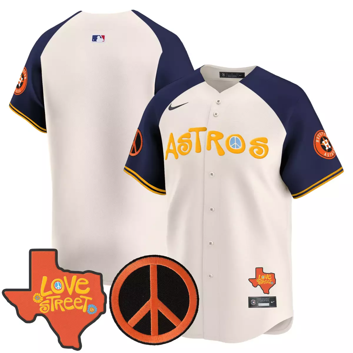houston astros cream jersey love street peace sign patch vapor premier limited all stitched wvs
