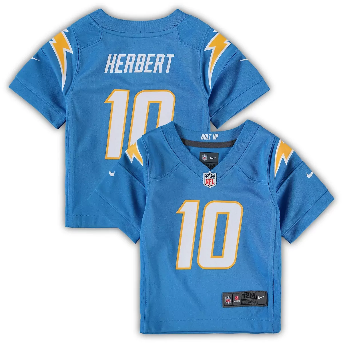 infant los angeles chargers justin herbert powder blue team player game jersey