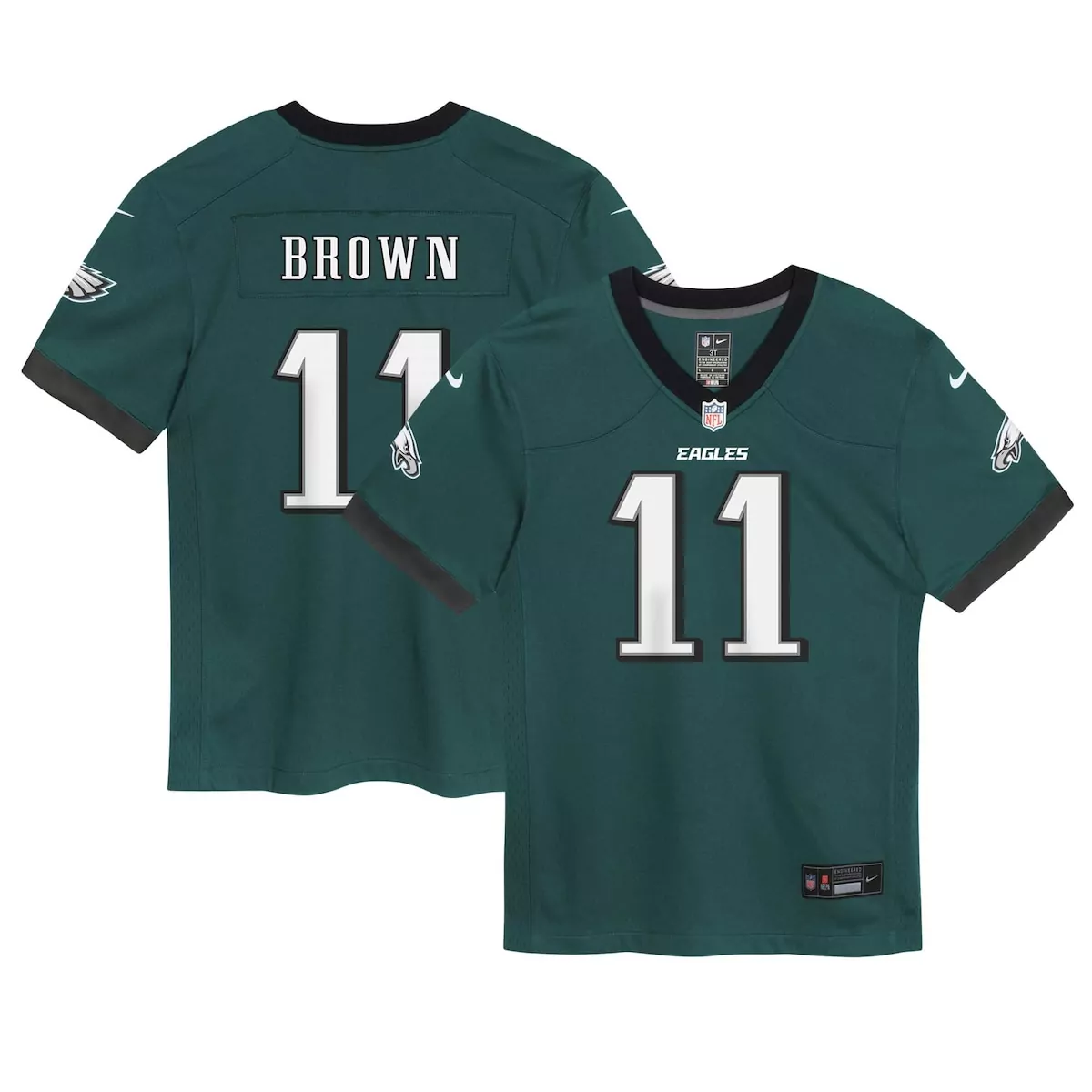 infant philadelphia eagles a j brown green team player game jersey