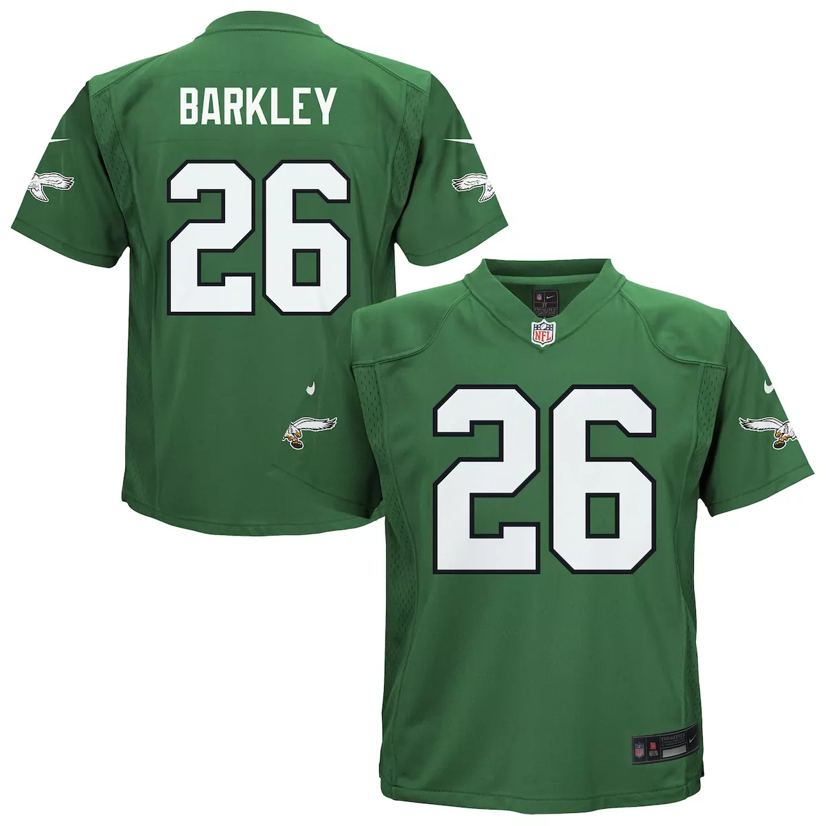 infant philadelphia eagles saquon barkley kelly green alternate player game jersey