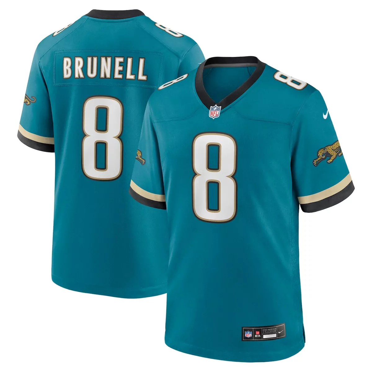 jacksonville jaguars mark brunell teal retired player alternate game jersey