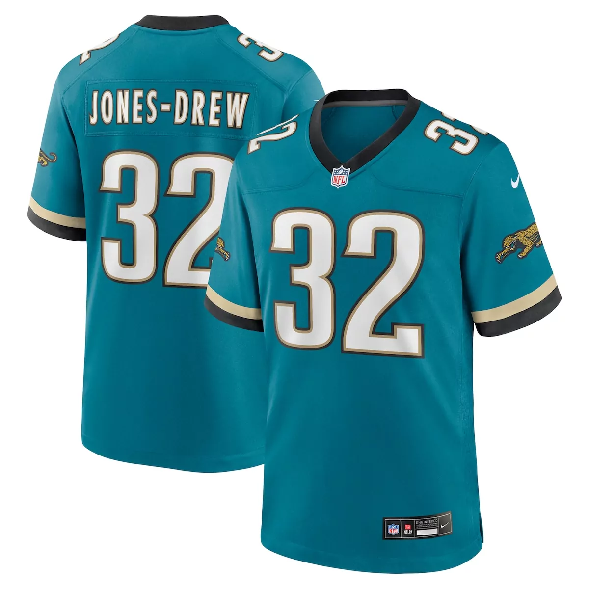jacksonville jaguars maurice jones drew teal retired player alternate game jersey and