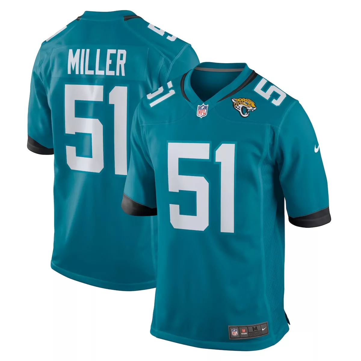 jacksonville jaguars ventrell miller teal game jersey odt
