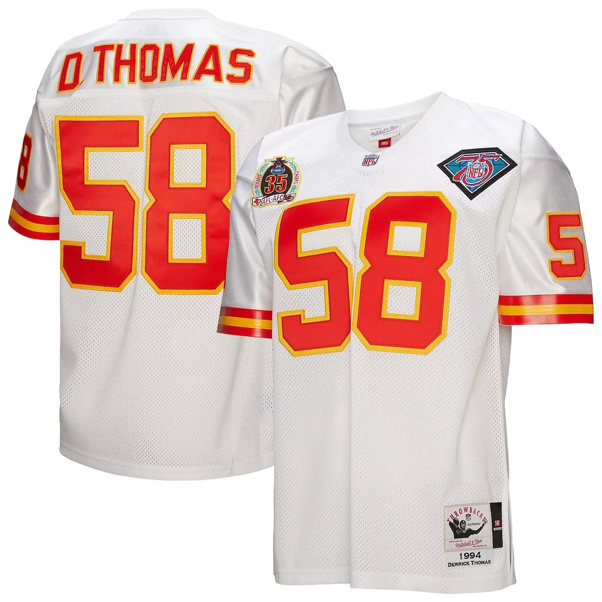 kansas city chiefs 1994 derrick thomas white throwback retired player jersey