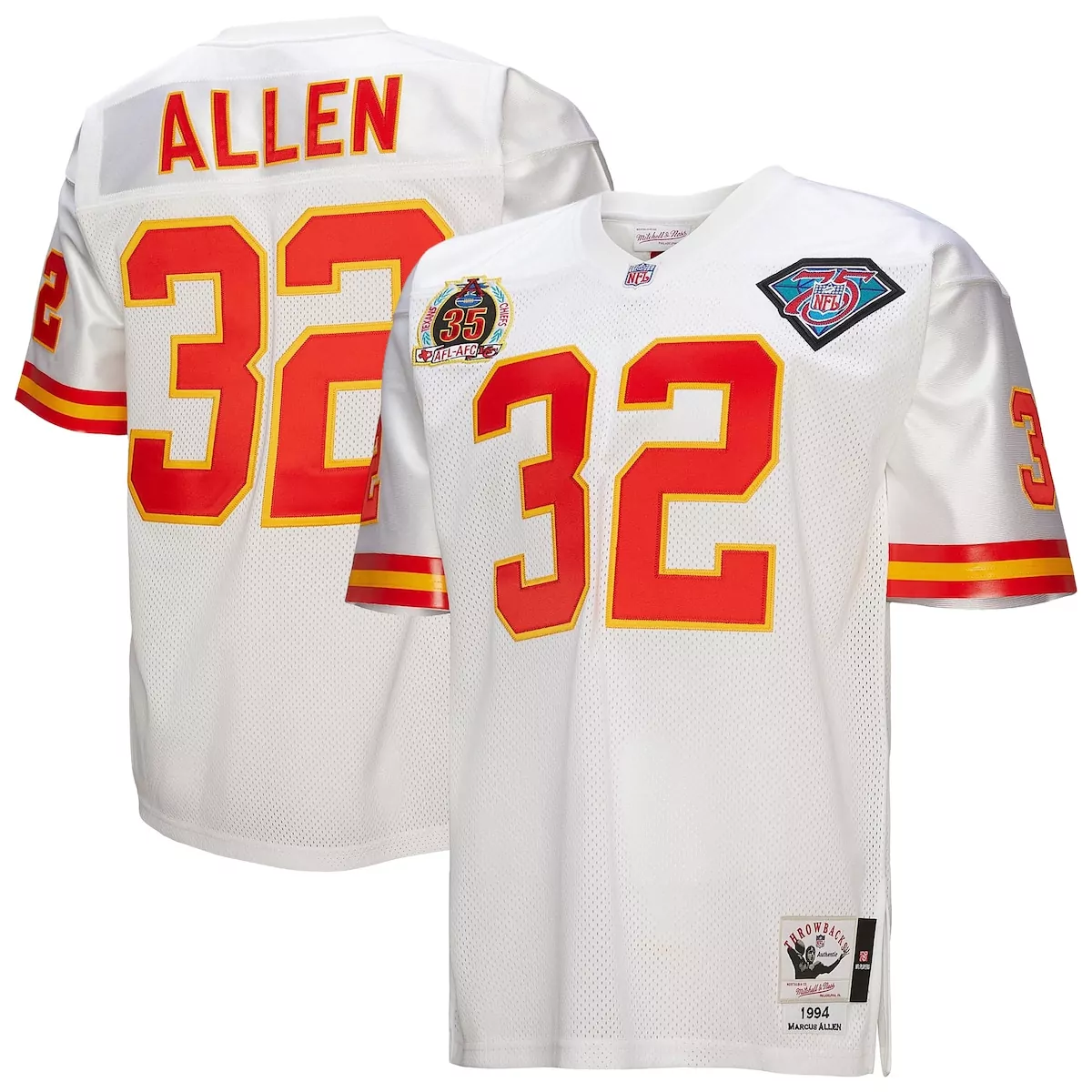 kansas city chiefs 1994 marcus allen white throwback retired player jersey