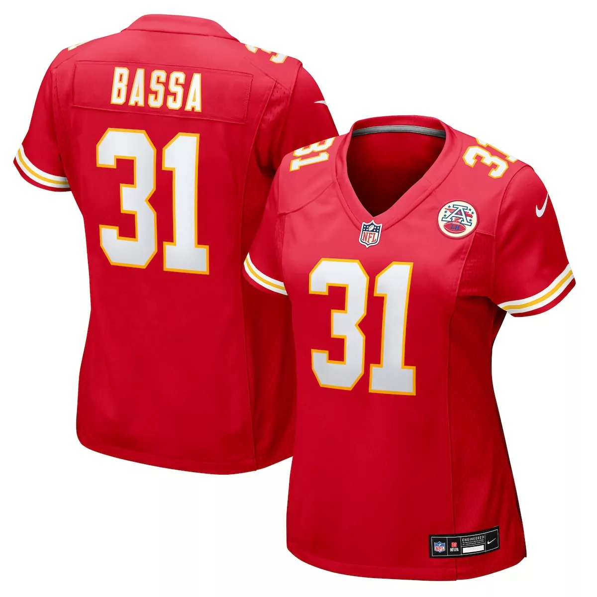 kansas city chiefs jeffrey bassa red team game jersey pos