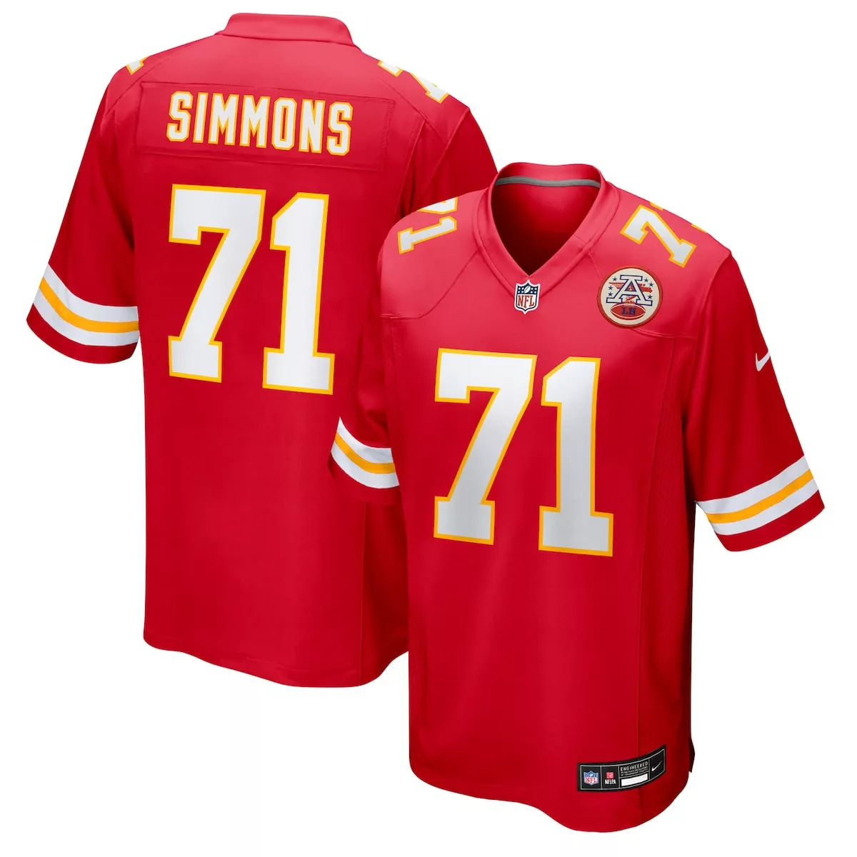 kansas city chiefs josh simmons red team game jersey