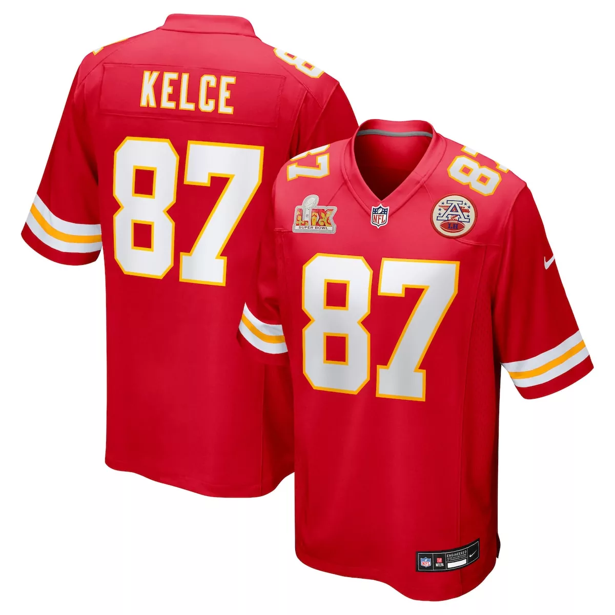 kansas city chiefs travis kelce red player jersey