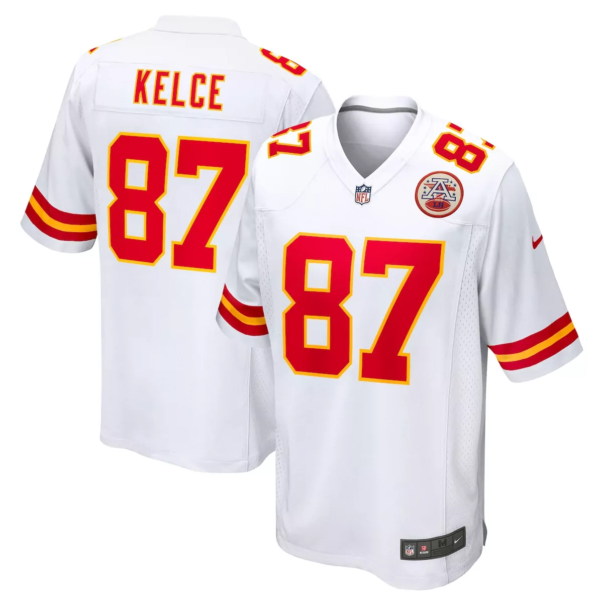 kansas city chiefs travis kelce white player game jersey