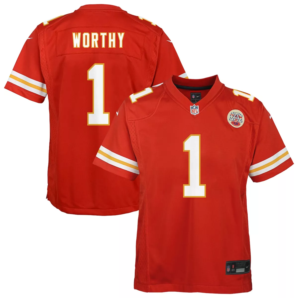 kansas city chiefs xavier worthy red team game jersey